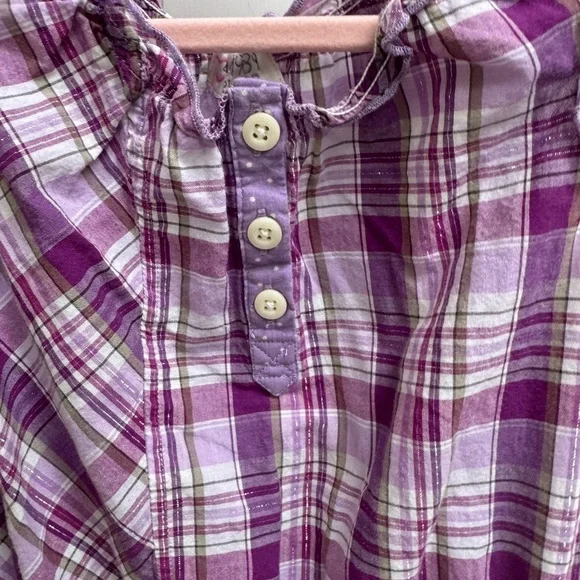 The Children's Place 3T Girls Purple Plaid Polka Dot Short Sleeve Dress - Picture 3 of 6